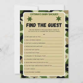 迷彩柄ベビーシャワー – 編集可能な名前、5 x 7 招待状