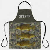 迷彩柄ベース魚釣りネームスポーツアウトドアメンズ エプロン (正面)