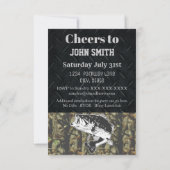 迷彩柄ベース魚釣りバースデーパーティーメンズ 招待状 (裏面)