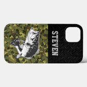 迷彩柄ベース魚釣り名男性スポーツラージムースケース –  Case-Mate iPhoneケース (裏面 (横))