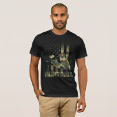 迷彩柄ペイントボールプレイヤーアメリカ国旗USA軍隊  Tシャツ (正面フル)