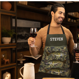 迷彩柄ワレー魚釣りネームスポーツアウトドアメンズ エプロン