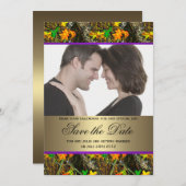 迷彩柄写真の日付を保存 招待状 (正面/裏面)