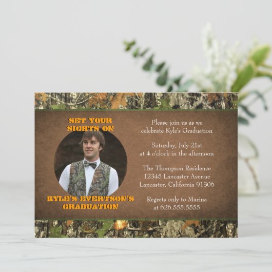 迷彩柄卒業写真招待状 招待状 (スタンド正面)