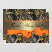 迷彩柄及びオレンジSweet sixteenの招待状 招待状 (正面/裏面)