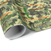 迷彩柄名前をカスタムするハッピーバースデープレゼント ラッピングペーパー (ロールコーナー)