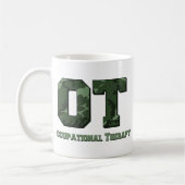 迷彩柄文字ダークグリーン コーヒーマグカップ (左)