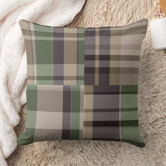 迷彩柄格子幾何学模様 クッション (ブランケット)