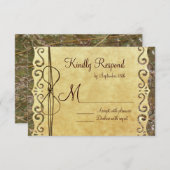 迷彩柄狩りヴィンテージ紙結婚のRSVPカード 出欠カード (正面/裏面)