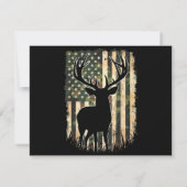 迷彩柄米国国旗の鹿狩りカモフラージュハンター サンキューカード (裏面)