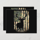 迷彩柄米国国旗の鹿狩りカモフラージュハンター サンキューカード (正面/裏面)
