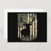 迷彩柄米国国旗の鹿狩りカモフラージュハンター シーズンポストカード (正面/裏面)