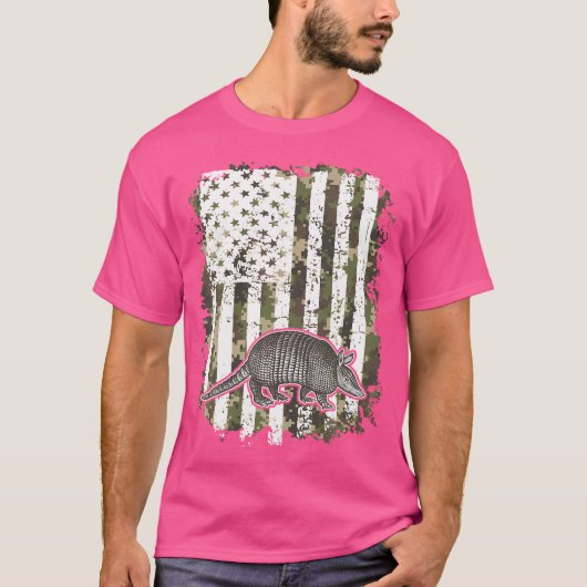 迷彩柄米国国旗アルマジロカモフラージュ狩りハンターダ Tシャツ (正面)