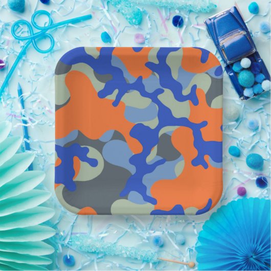 迷彩柄紙プレート | Dartパーティープレート ペーパープレート (パーティー)