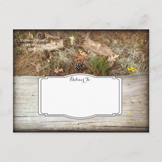 迷彩柄素朴と木材はがきを保存 案内ポストカード (裏面)