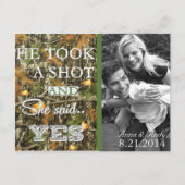 迷彩柄素朴離れのポストカードを保結婚存する 案内ポストカード (正面)