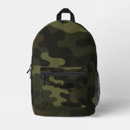 迷彩柄自然グリーンブラウンズブラックアクセントモダン プリントバックパック