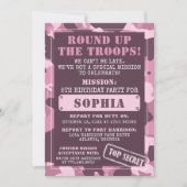 迷彩柄誕生日パーティーの招待状、軍隊、任務 招待状 (正面)
