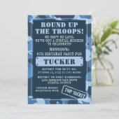 迷彩柄誕生日パーティーの招待状、軍隊、任務 招待状 (スタンド正面)