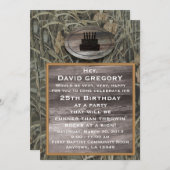 迷彩柄誕生日パーティーの招待 招待状 (正面/裏面)