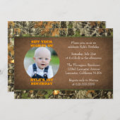 迷彩柄誕生日ボーイフォト招待状 招待状 (正面/裏面)