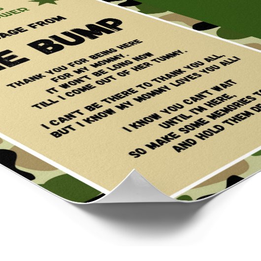 迷彩柄赤ちゃんシャワー標識 ポスター (角)