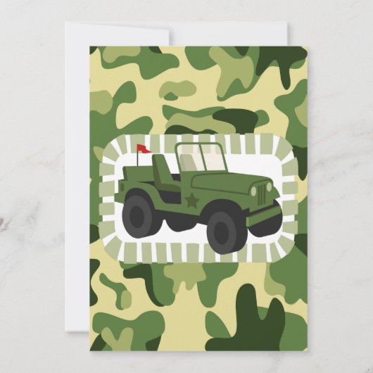 迷彩柄軍軍隊ボーイズ誕生日パーティー 招待状 (裏面)