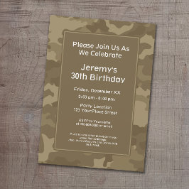 迷彩柄軍隊テーマ誕生日パーティー 招待状