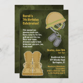 迷彩柄軍隊誕生日フラット招待状 招待状 (正面/裏面)