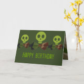 迷彩柄骨格誕生日 カード (黄色い花)