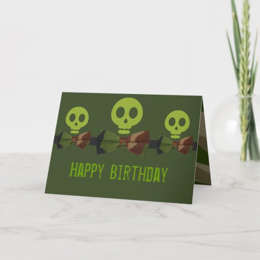 迷彩柄骨格誕生日 カード (正面)