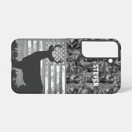 迷彩柄鹿狩り名スポーツバックアメリカ国旗 SAMSUNG GALAXYケース (裏面横)