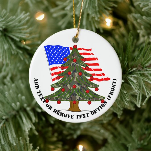迷彩柄 アメリカ国旗入りクリスマスツリー セラミックオーナメント (ツリー)
