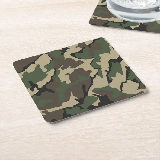 迷彩柄、スクエアコースターセット6 スクエアペーパーコースター (アングル)