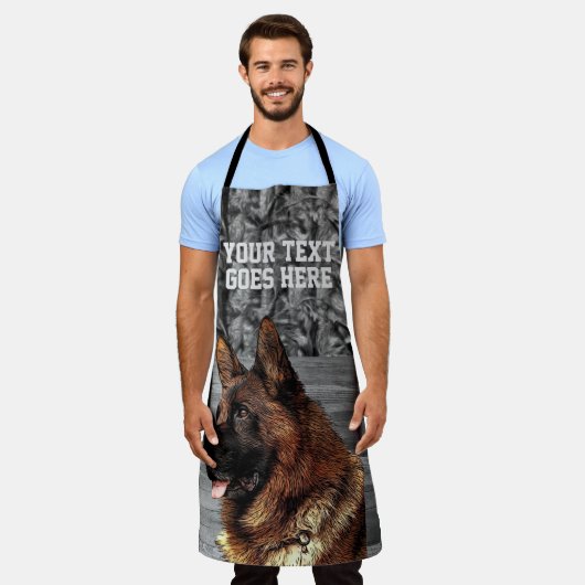 迷彩柄・ドイツ・シェパード・ドッグトリマー動物訓練士 エプロン (着用した状態)