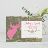 迷彩柄&ピンクディアヘッドバースデーパーティー招待状 招待状 (スタンド正面)