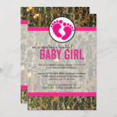迷彩柄 – ベビーガールシャワー招待状 招待状 (正面/裏面)