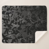 迷彩柄-モダン黒と濃い灰色-迷彩 シェルパブランケット (正面(横))