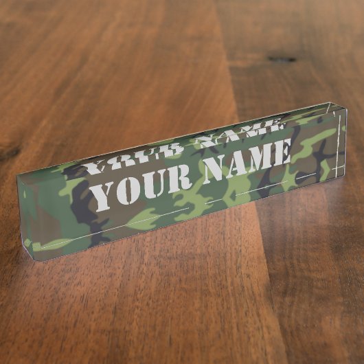 迷彩柄-軍隊の緑の版ネームプレート デスクネームプレート (側面)