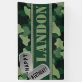 迷彩柄、Dogtagsの軍隊の誕生会 横断幕 (縦)