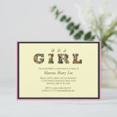 迷彩柄It's a Girl Baby Shawer招待状 招待状 (スタンド正面)