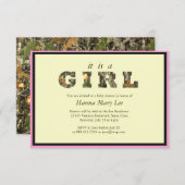 迷彩柄It's a Girl Baby Shawer招待状 招待状 (正面/裏面)