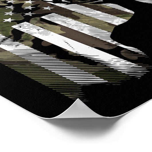 迷彩柄USフラッグディアエルクバックカモフラージュ狩りハンテ ポスター (角)