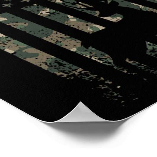 迷彩柄USフラッグディアエルクバックカモフラージュ狩り狩り ポスター (角)