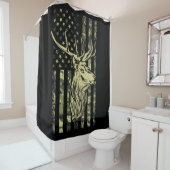 迷彩柄USフラッグディアエルクバックカモフラージュ狩り シャワーカーテン (インサイチュ)