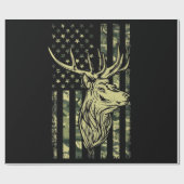 迷彩柄USフラッグディアエルクバックカモフラージュ狩り ラッピングペーパー (フラット)