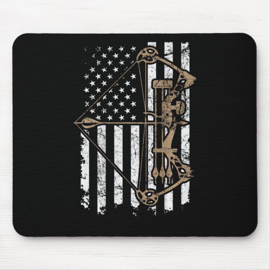 迷彩柄Usaフラッグアーチェリーコンパウンド弓 – 弓ハンター マウスパッド (正面)