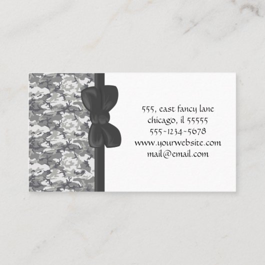 迷彩模様、軍隊模様、迷彩柄、陸軍 名刺 (裏面)