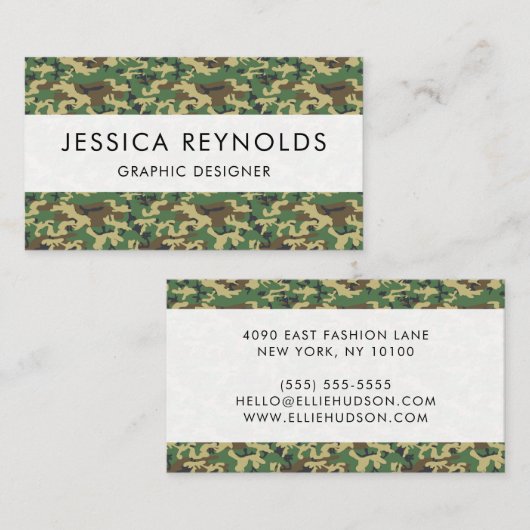 迷彩模様、軍隊模様、迷彩柄、陸軍 名刺 (正面/裏面)