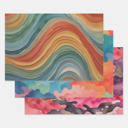 迷彩水彩 ラッピングペーパーシート (セット)